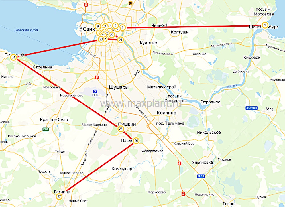 Интерактивная карта птичьего маршрута по Санкт-Петербургу