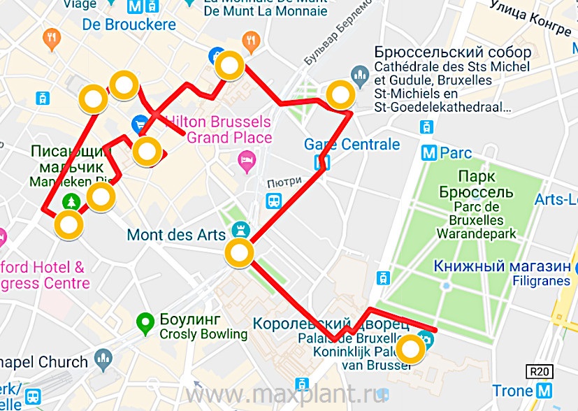 Карта маршрута в Брюсселе
