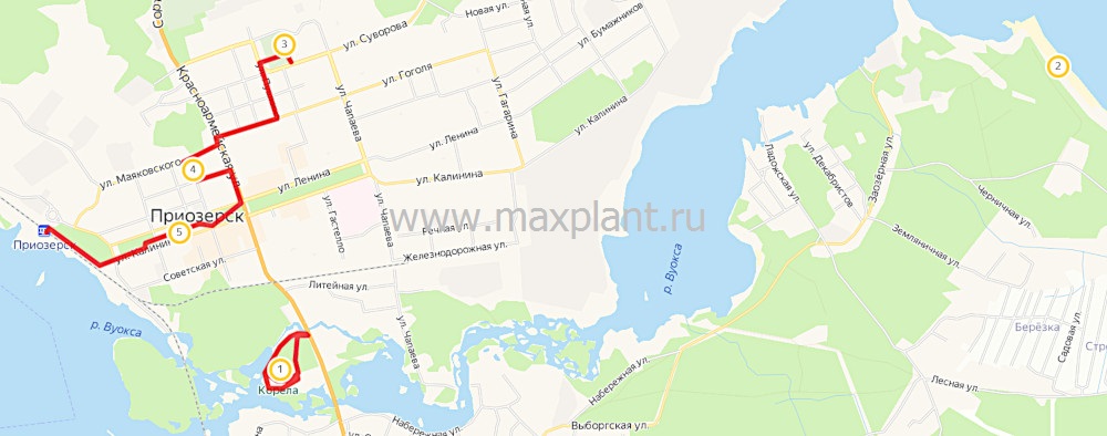 Интерактивная карта пешеходного маршрута по Приозерску
