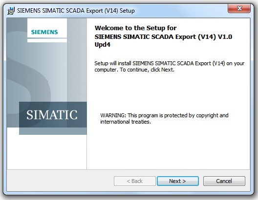 Рис. установка SIMATIC SCADA Export V14